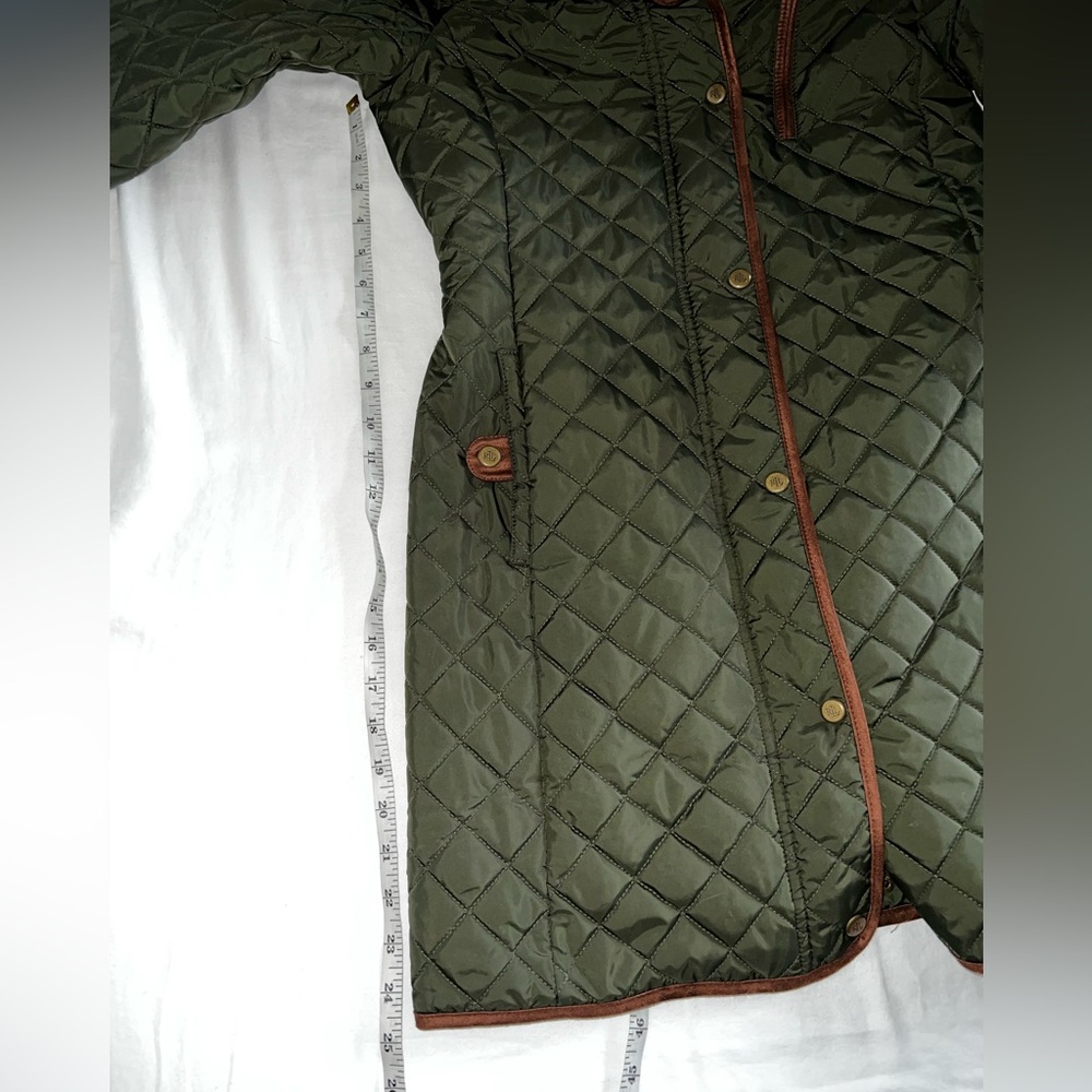 💚 LAUREN RALPH LAUREN Green Hooded Quilted Coat; Size XS - Picture 15 of 15